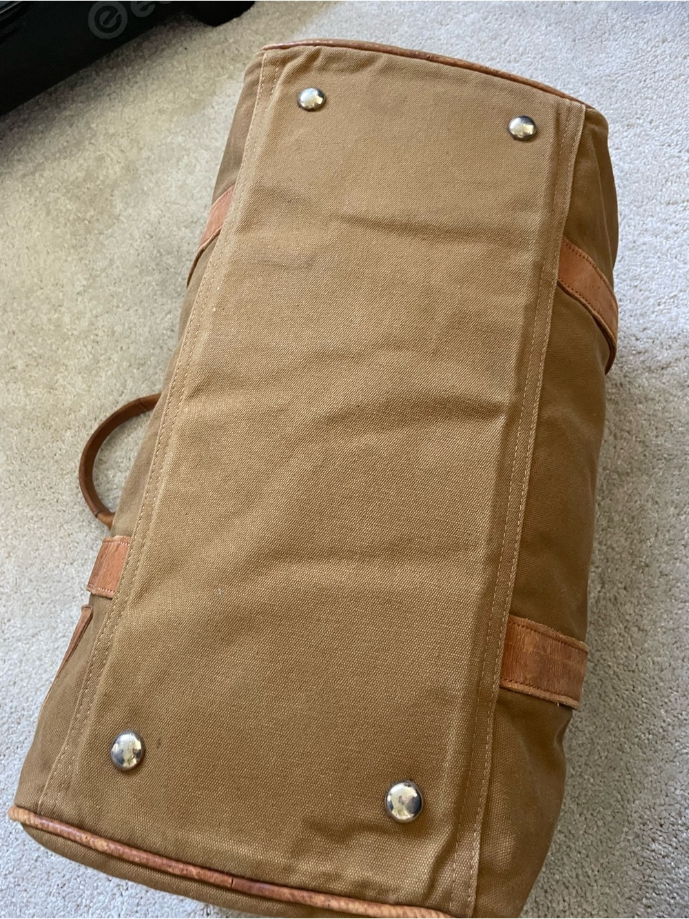 Sandstorm Canvas Duffel Bag in Tan with Leather Trim - Picture 7 of 8